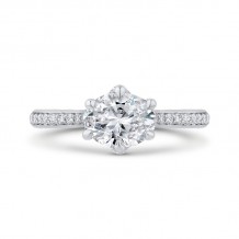 Shah Luxury 14K White Gold Oval Cut Diamond Engagement Ring (Semi-Mount)