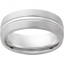 Serinium Domed Band with a Domed Center Groove and Stone Finish