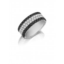 Henri Daussi 9mm Men's Wedding Band  Platinum White B 2.50 Ctw., W 2.30 Ctw. Black Diamond, White Diamond