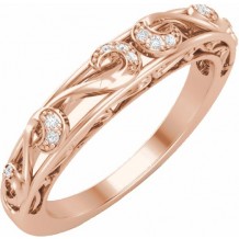 14K Rose .04 CTW Diamond Matching Band for 6.5 mm Round Ring
