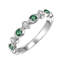 Gems One 14Kt White Gold Diamond (1/20Ctw) & Emerald (1/6 Ctw) Ring