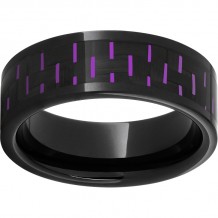 Black Diamond Ceramic Pipe Cut Band with Black and Purple Carbon Fiber Inlay