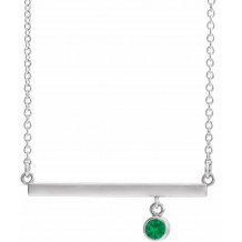 14K White Emerald Bezel-Set 18 Bar Necklace