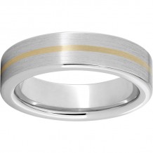 Serinium Pipe Cut Band with a 1mm 14K Yellow Gold Inlay and Satin Finish