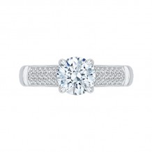 Shah Luxury Round Diamond Cathedral Style Engagement Ring In 14K White Gold (Semi-Mount)