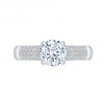 Shah Luxury Round Diamond Cathedral Style Engagement Ring In 14K White Gold (Semi-Mount)