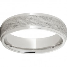 Modern Gold 6mm 10K White Gold Ring with Grooved Edges and Bark Finish