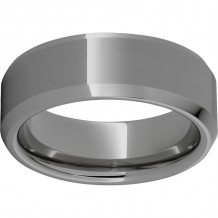 Rugged Tungsten  8mm Beveled Edge Polished Band