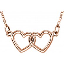 14K Rose Tiny Poshu00ae Double Heart 16-18 Necklace