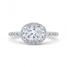 Shah Luxury Oval Diamond Halo Engagement Ring In 14K White Gold (Semi-Mount)