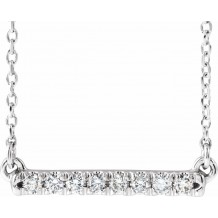 14K White 1/8 CTW Diamond French-Set Bar 16 Necklace