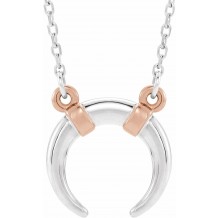 14K White/Rose Crescent 18 Necklace
