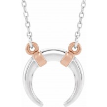 14K White/Rose Crescent 18 Necklace