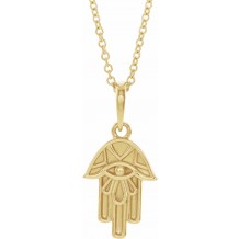14K Yellow Hamsa 16-18 Necklace