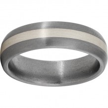 Titanium Domed Band with a 2mm Sterling Silver Inlay and Satin Finish