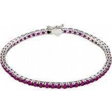 14K White Lab-Grown Ruby Line 7.25 Bracelet