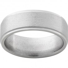 Titanium Flat Band with Grooved Edges and Stone Finish