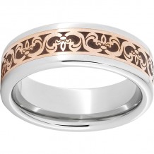 Serinium Pipe Cut Band with Copper Inlay and Fleur De Lis Laser Engraving