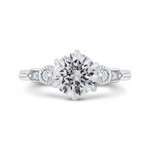 Shah Luxury Round Cut Diamond Engagement Ring In 14K White Gold (Semi-Mount)