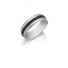 Henri Daussi 7mm Men's Wedding Band  Platinum White 1.15 Ctw.