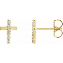 14K Yellow .06 CTW Diamond Cross Earrings