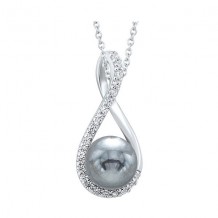 Gems One Silver Cubic Zirconia & Pearl (1 Ctw) Pendant