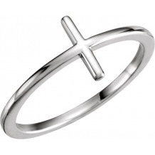 10K White Side Cross Ring