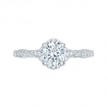 Shah Luxury 14K White Gold Round Diamond Engagement Ring (Semi-Mount)