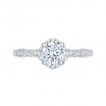 Shah Luxury 14K White Gold Round Diamond Engagement Ring (Semi-Mount)