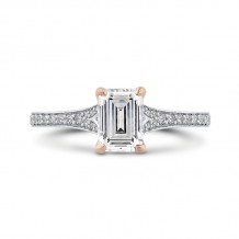 Shah Luxury 14K Two-Tone Gold Emerald Cut Diamond Engagement Ring (Semi-Mount)