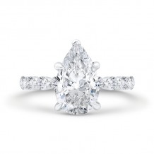 Shah Luxury 14K White Gold Pear Diamond Engagement Ring (Semi-Mount)