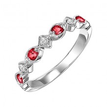 Gems One 10Kt White Gold Diamond (1/20Ctw) & Ruby (1/6 Ctw) Ring