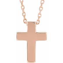 14K Rose Petite Cross 16-18 Necklace