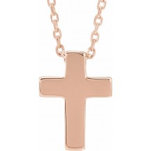 14K Rose Petite Cross 16-18 Necklace