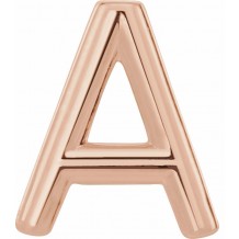 14K Rose Single Initial A Earring