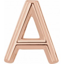 14K Rose Single Initial A Earring