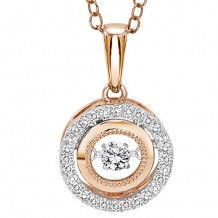 14K Two Tone Gold 1/7ct Diamond Rhythm Of Love Pendant