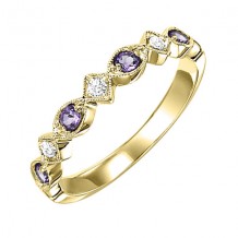 Gems One 10Kt Yellow Gold Diamond (1/20Ctw) & Amethyst (1/6 Ctw) Ring