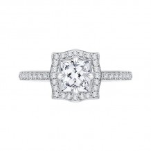 Shah Luxury Princess Cut Diamond Halo Engagement Ring In 14K White Gold (Semi-Mount)