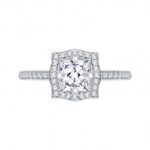 Shah Luxury Princess Cut Diamond Halo Engagement Ring In 14K White Gold (Semi-Mount)