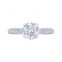 Shah Luxury 14K White Gold Round Diamond Floral Engagement Ring (Semi-Mount)