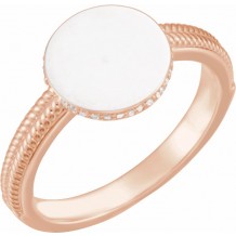 14K Rose .06 CTW Diamond 10 mm Round Signet Ring