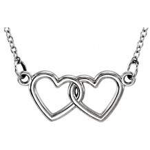 14K White Tiny Poshu00ae Double Heart 16-18 Necklace