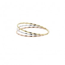 14K White, Yellow, Rose Gold Tri-Set 1.8mm Square Twist Bangle Bracelet