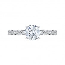 Shah Luxury 14K White Gold Round Diamond Floral Engagement Ring (Semi-Mount)