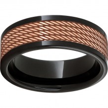 Black Diamond Ceramic Pipe Cut Band with a Copper Inlay and a Cable Laser Engraving
