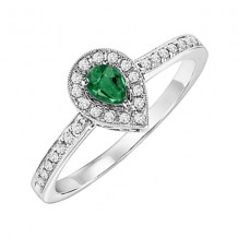 Gems One 14Kt White Gold Diamond (1/6Ctw) & Emerald (1/8 Ctw) Ring