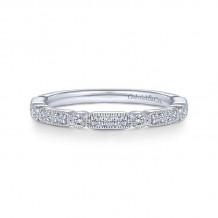 Gabriel & Co. 14k White Gold Victorian Diamond Wedding Band