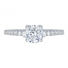 Shah Luxury Round Diamond Engagement Ring In 14K White Gold (Semi-Mount)