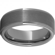 Rugged Tungsten  8mm Flat Grooved Edge Band with Satin Finish